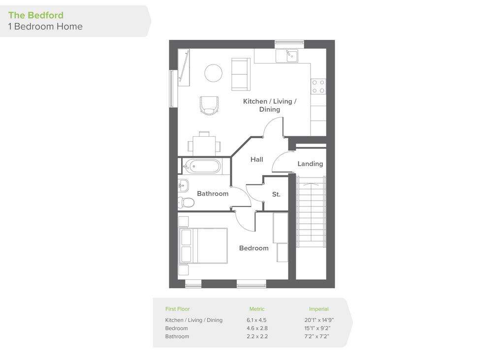 1 bedroom flat for sale - floorplan