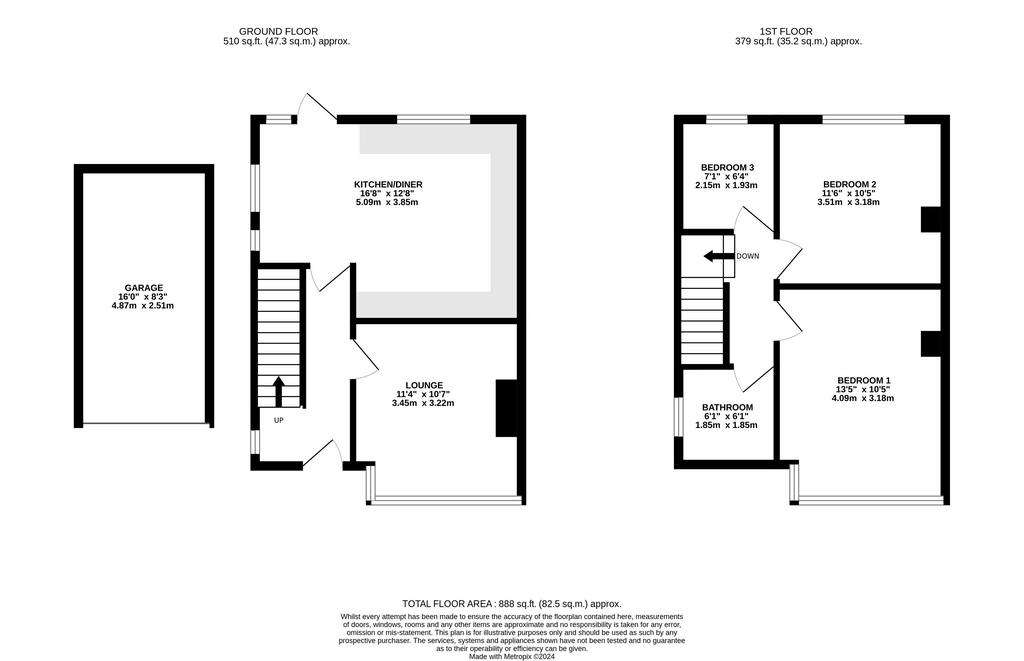 3 bedroom semi-detached house for sale - floorplan