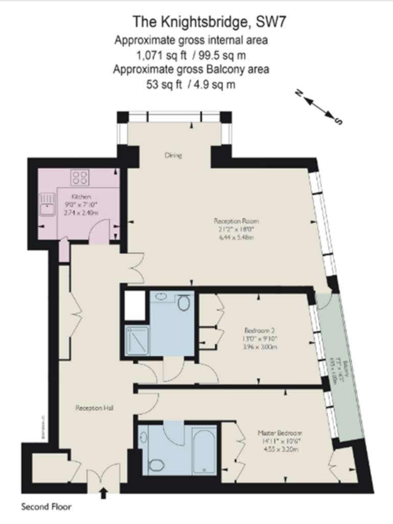 2 bedroom flat to rent - floorplan