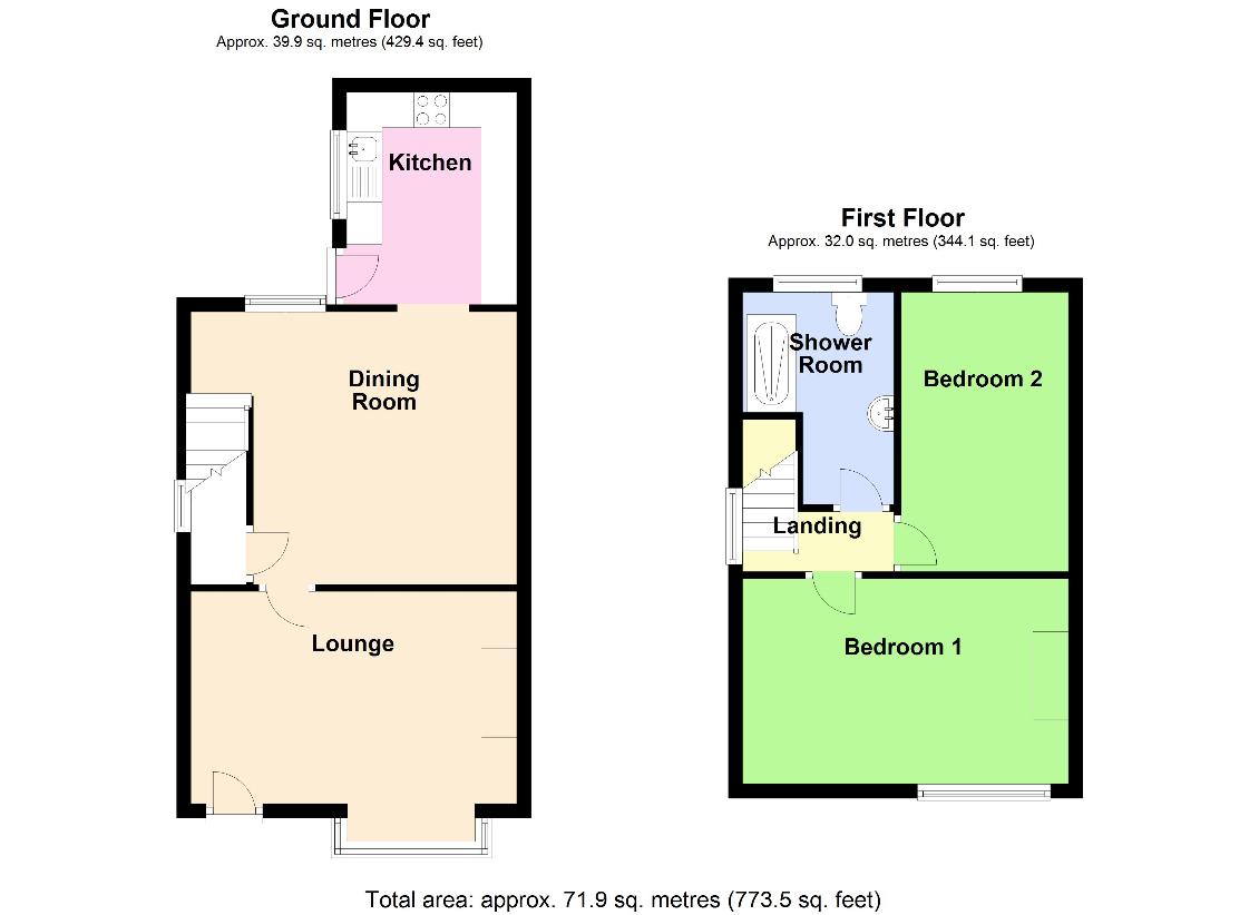 2 bedroom semi-detached house for sale - floorplan