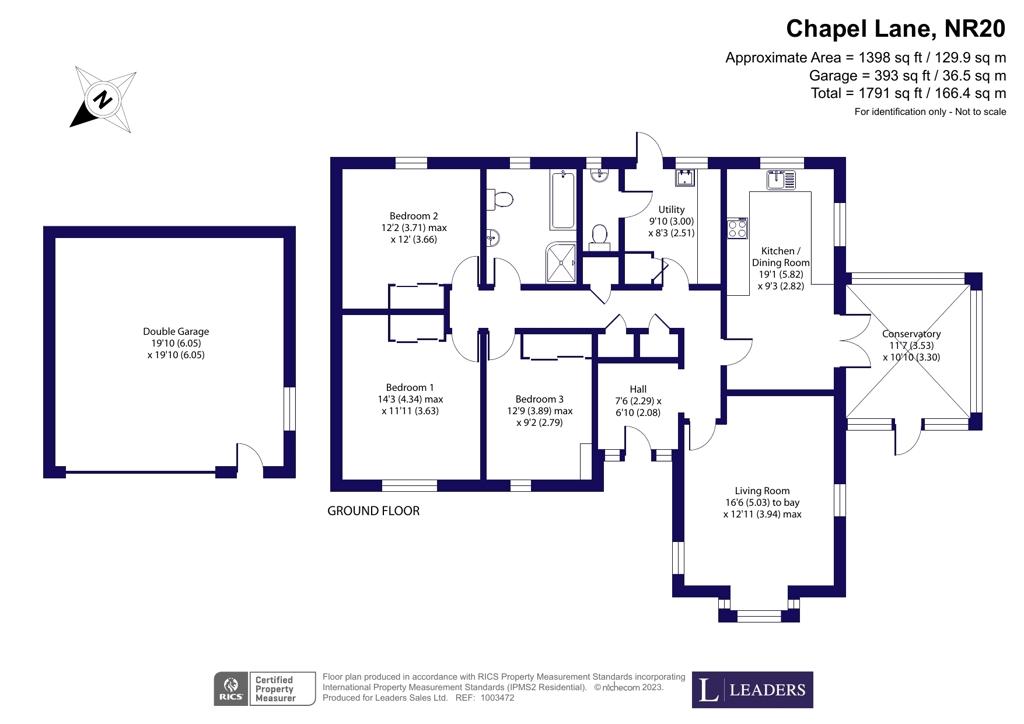 3 bedroom bungalow for sale - floorplan