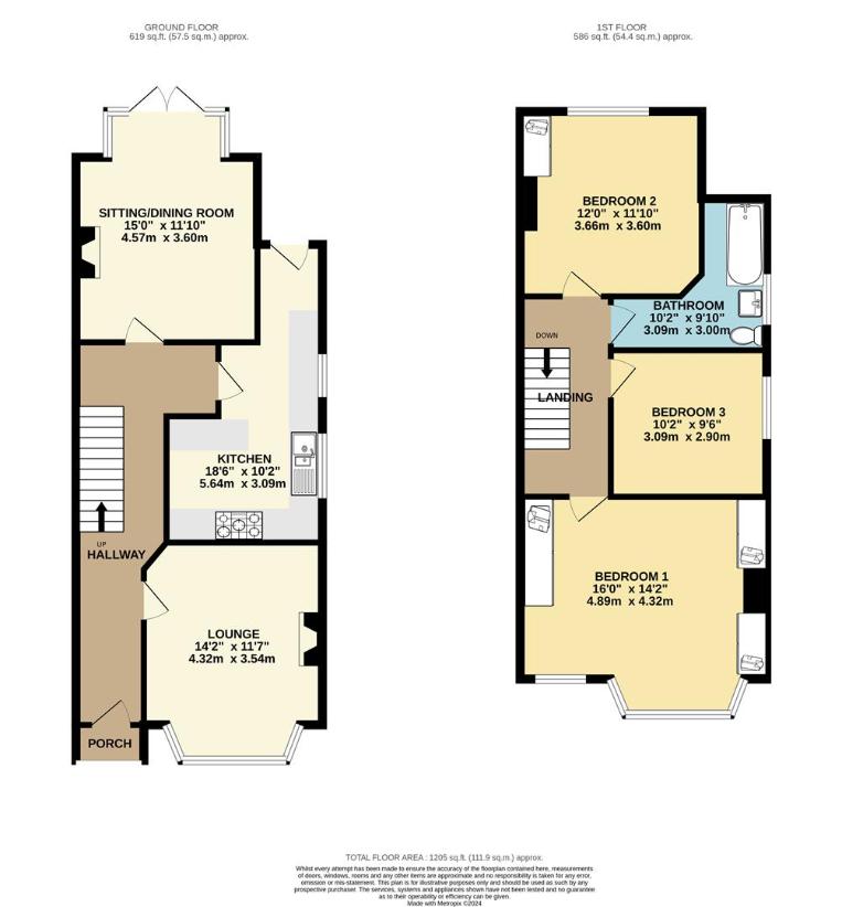 3 bedroom semi-detached house for sale - floorplan