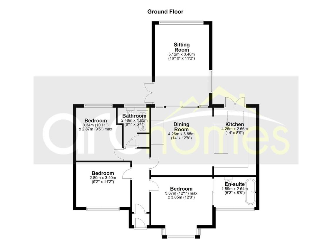 3 bedroom bungalow for sale - floorplan