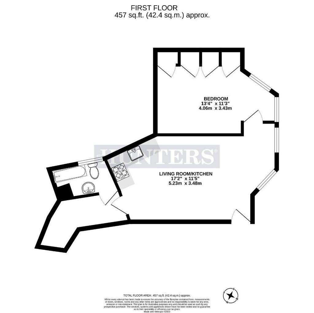 1 bedroom flat to rent - floorplan