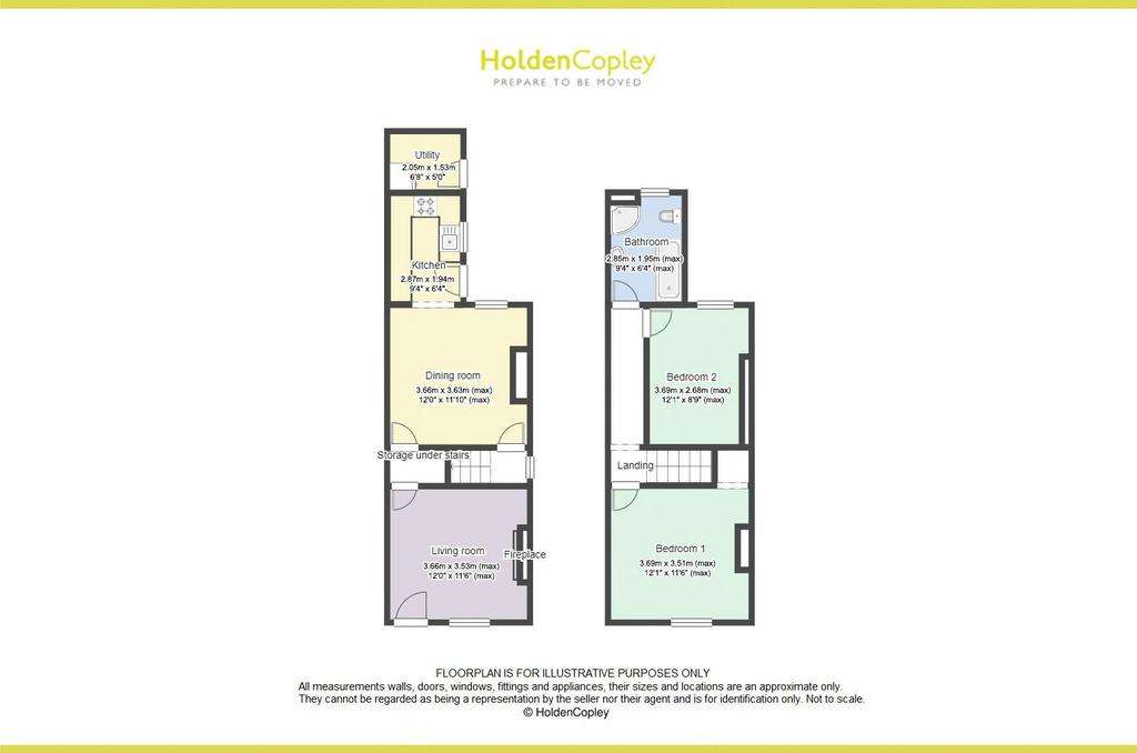 2 bedroom end of terrace house for sale - floorplan