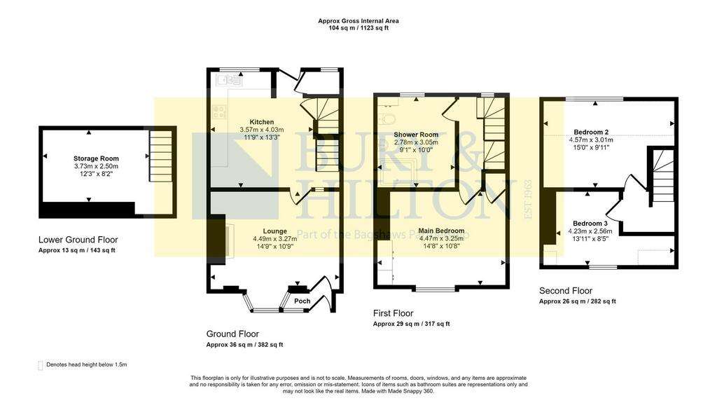 3 bedroom terraced house for sale - floorplan