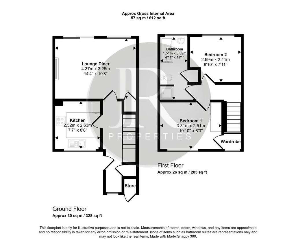 2 bedroom terraced house for sale - floorplan