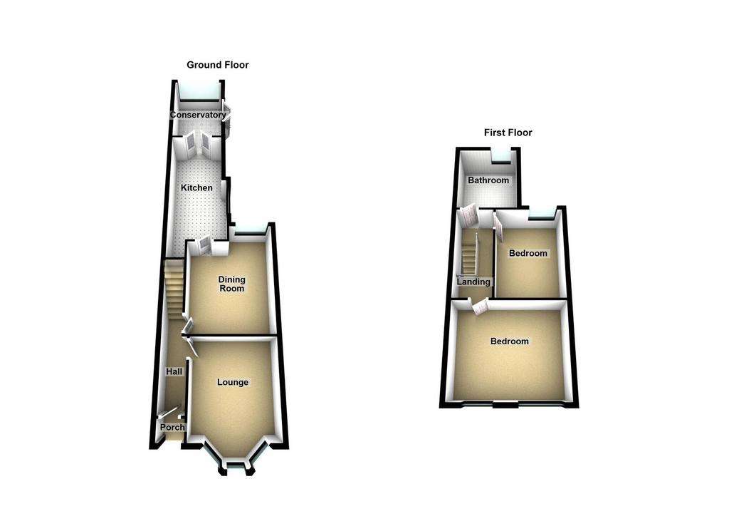 2 bedroom terraced house for sale - floorplan