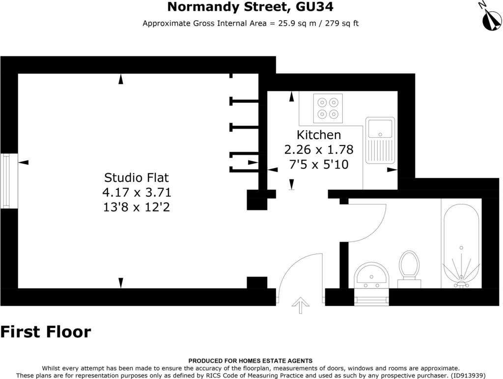 Studio flat for sale - floorplan