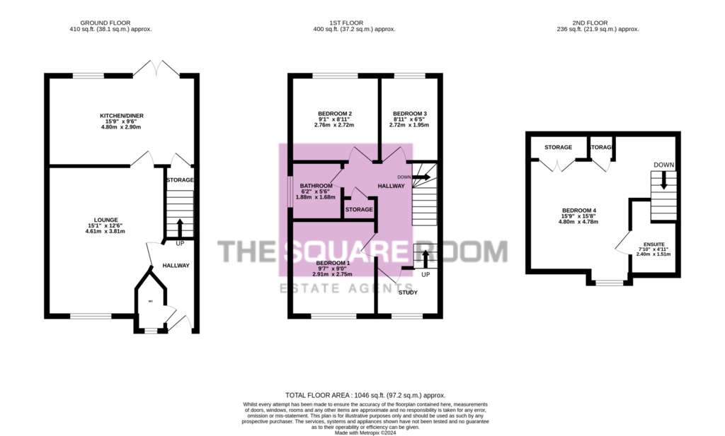 4 bedroom semi-detached house for sale - floorplan