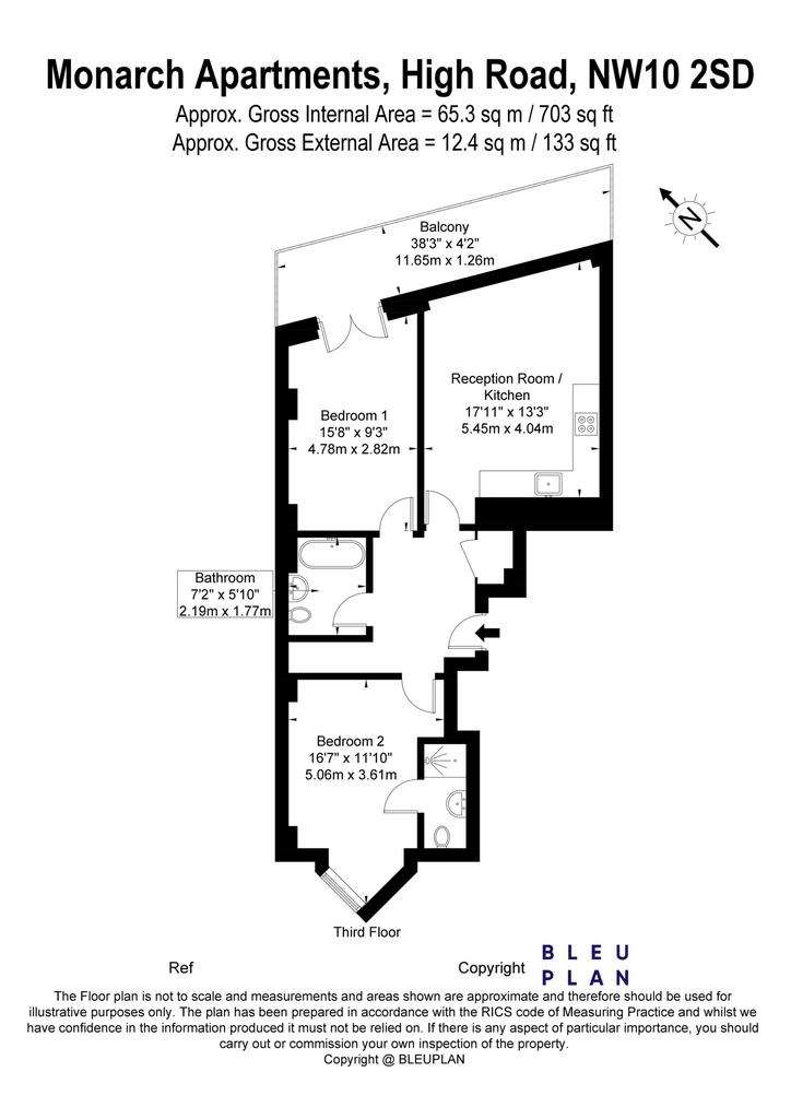 2 bedroom flat to rent - floorplan