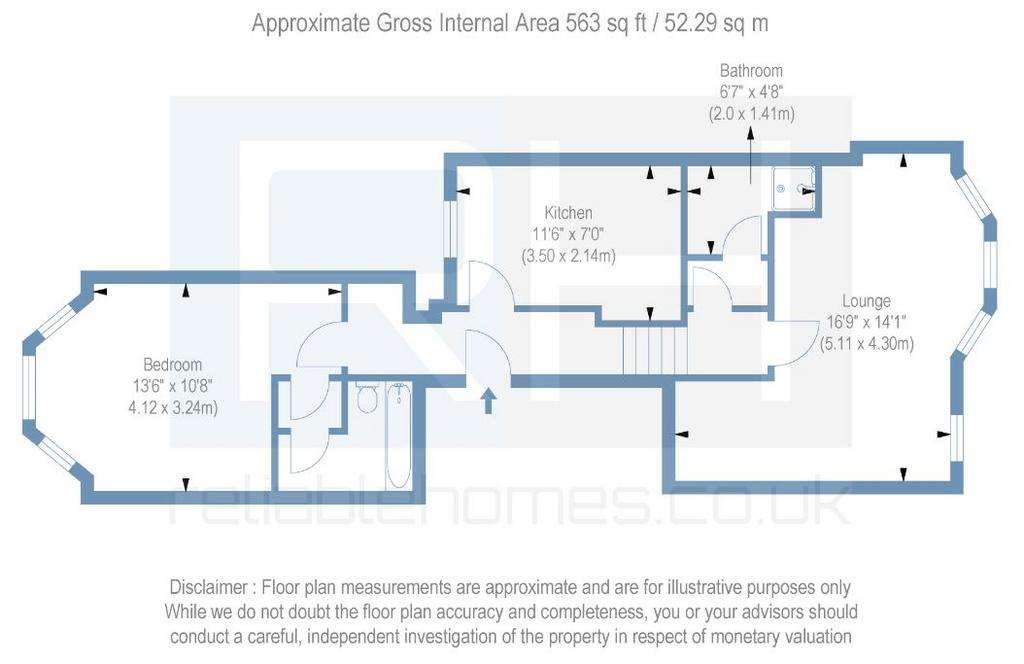 2 bedroom flat to rent - floorplan