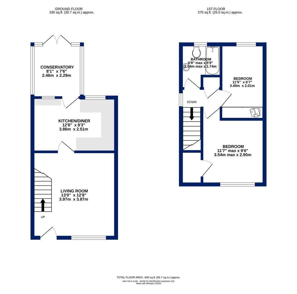 2 bedroom semi-detached house for sale - floorplan