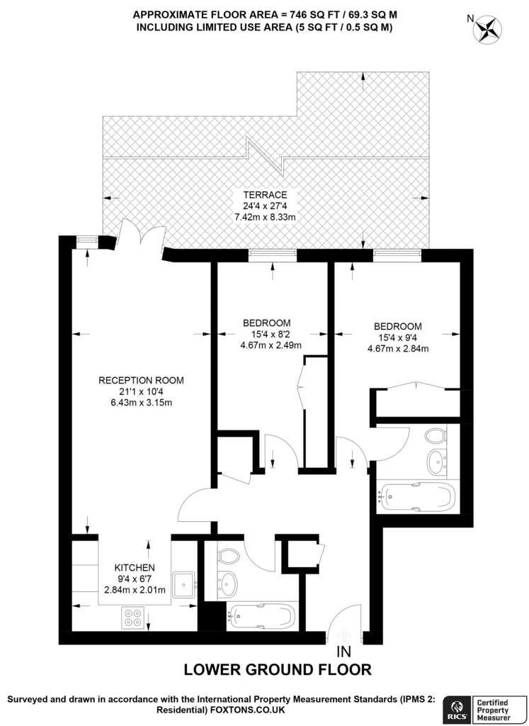 2 bedroom flat to rent - floorplan