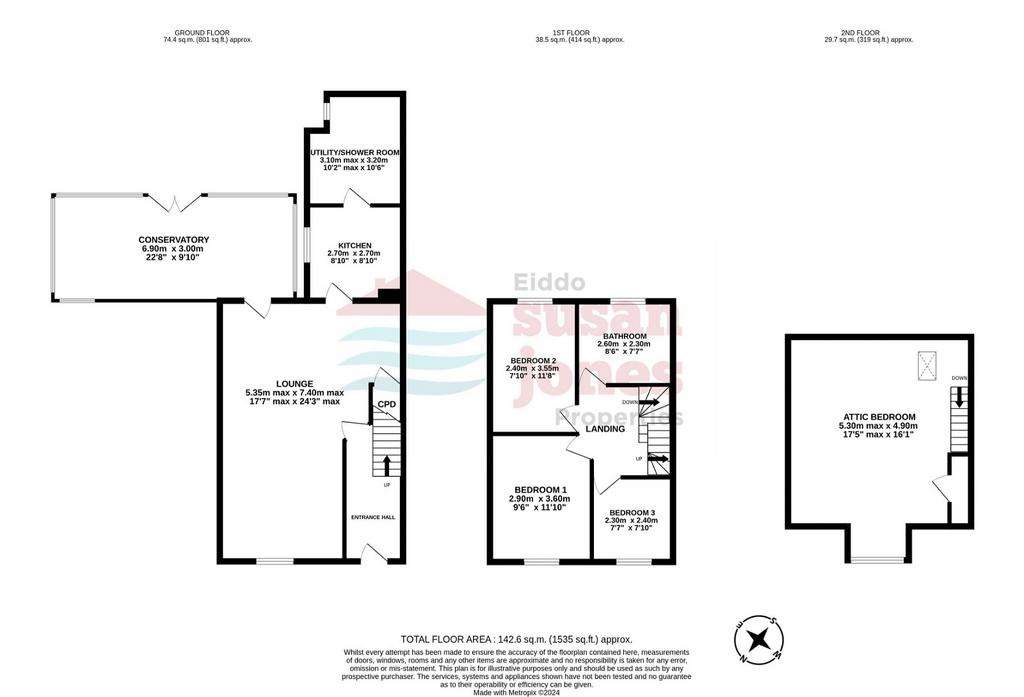 4 bedroom end of terrace house for sale - floorplan