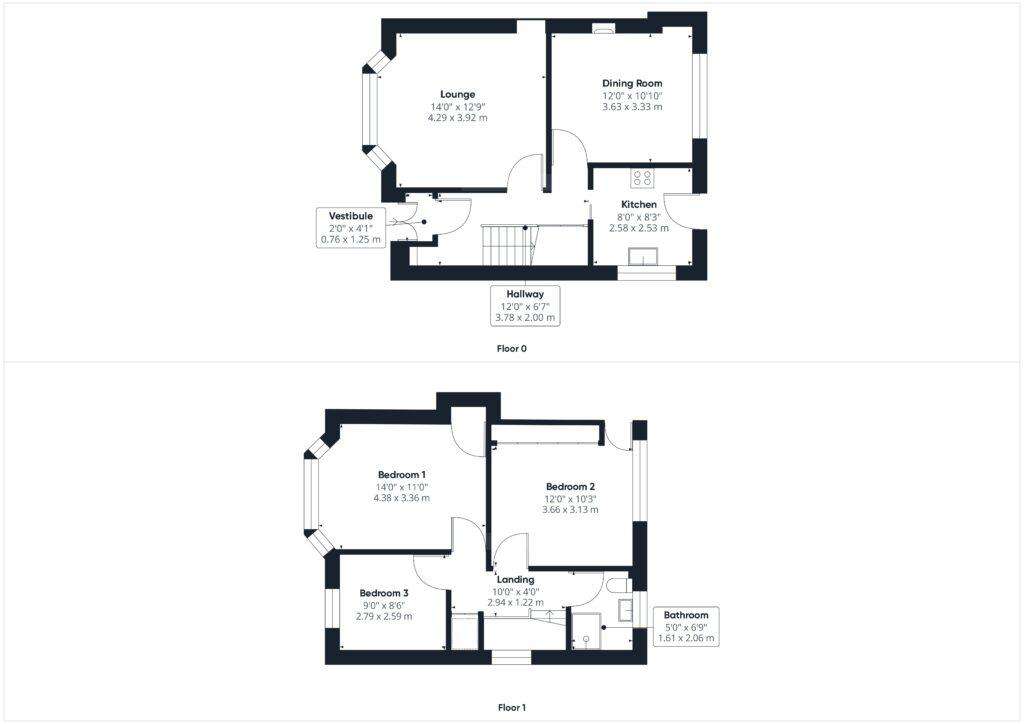 3 bedroom semi-detached villa for sale - floorplan