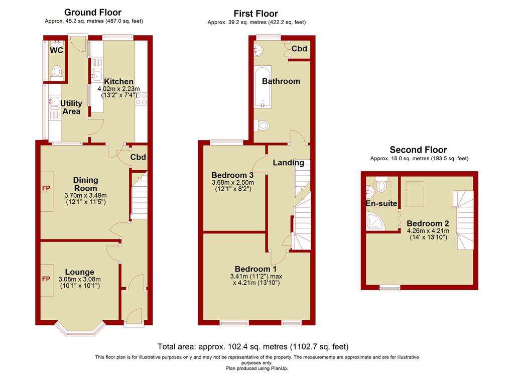 3 bedroom terraced house for sale - floorplan