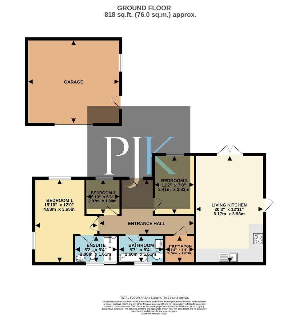 2 bedroom bungalow to rent - floorplan