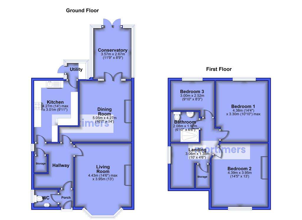 3 bedroom semi-detached house for sale - floorplan