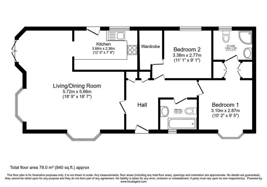 2 bedroom park home for sale - floorplan