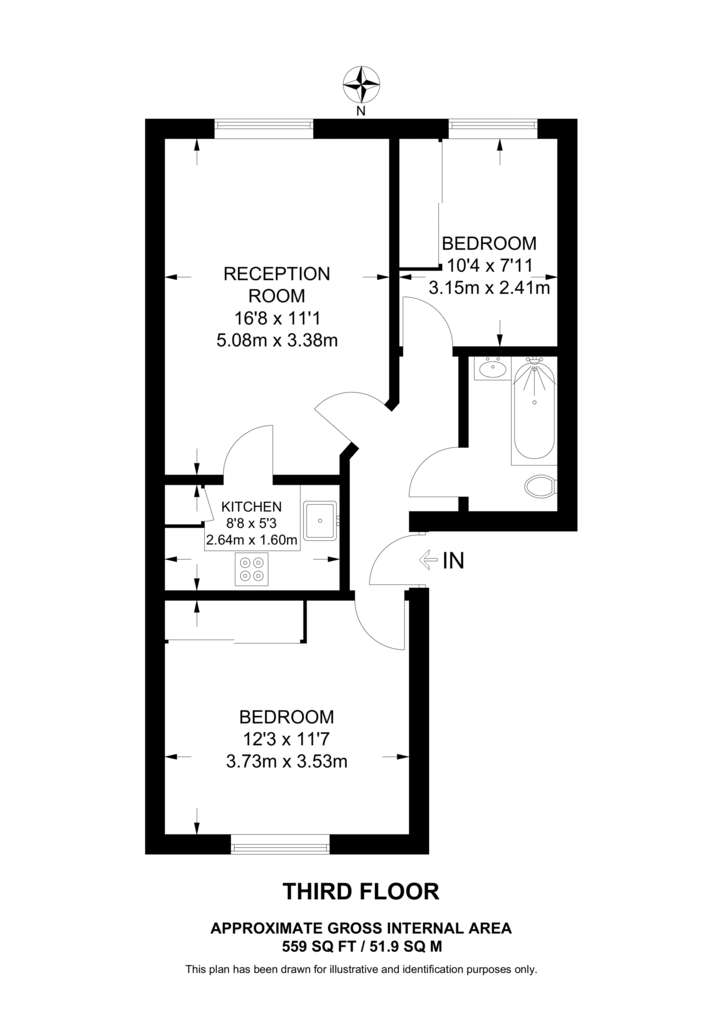 2 bedroom flat to rent - floorplan