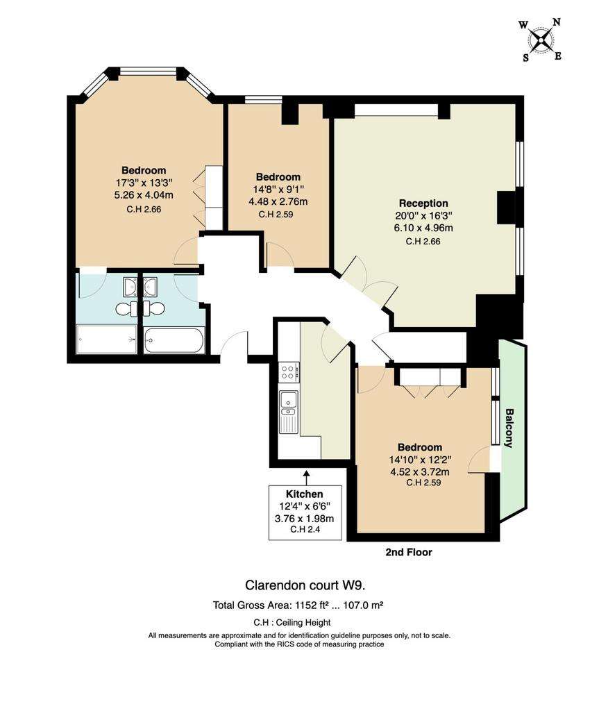 3 bedroom flat to rent - floorplan