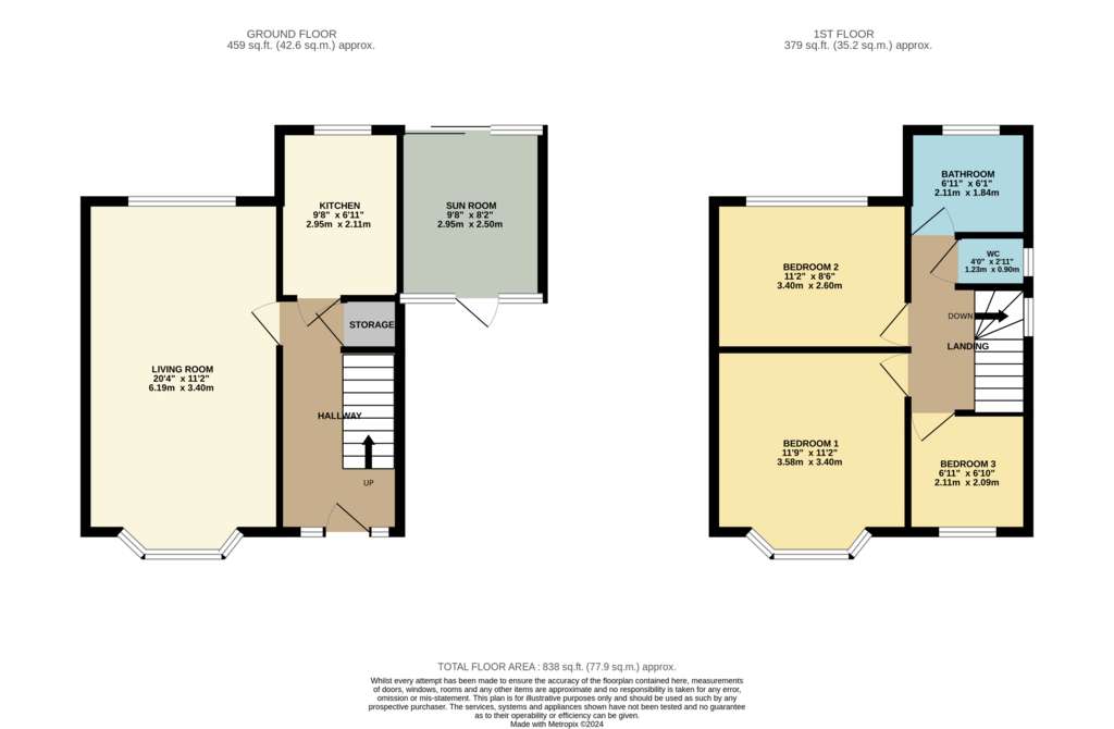 3 bedroom semi-detached house for sale - floorplan