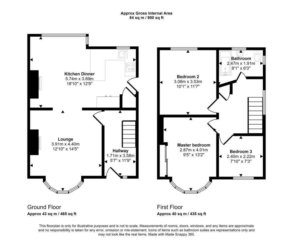 3 bedroom semi-detached house for sale - floorplan