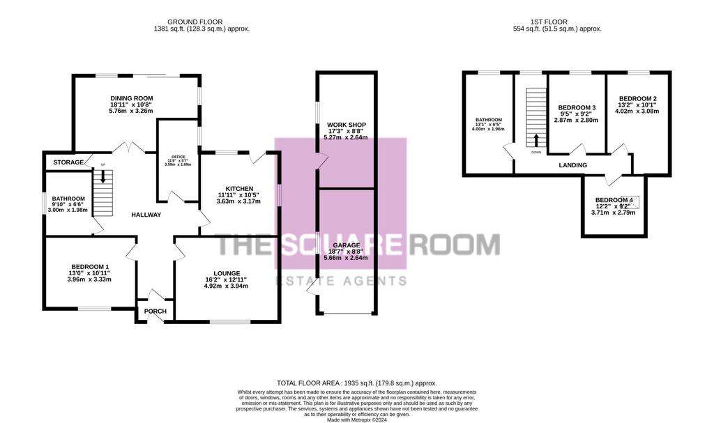 4 bedroom bungalow for sale - floorplan