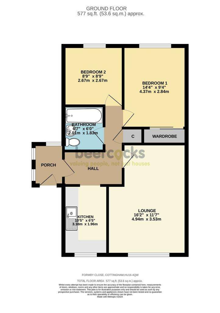 2 bedroom semi-detached bungalow for sale - floorplan