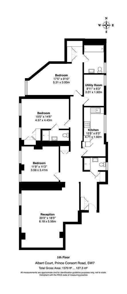 3 bedroom flat to rent - floorplan