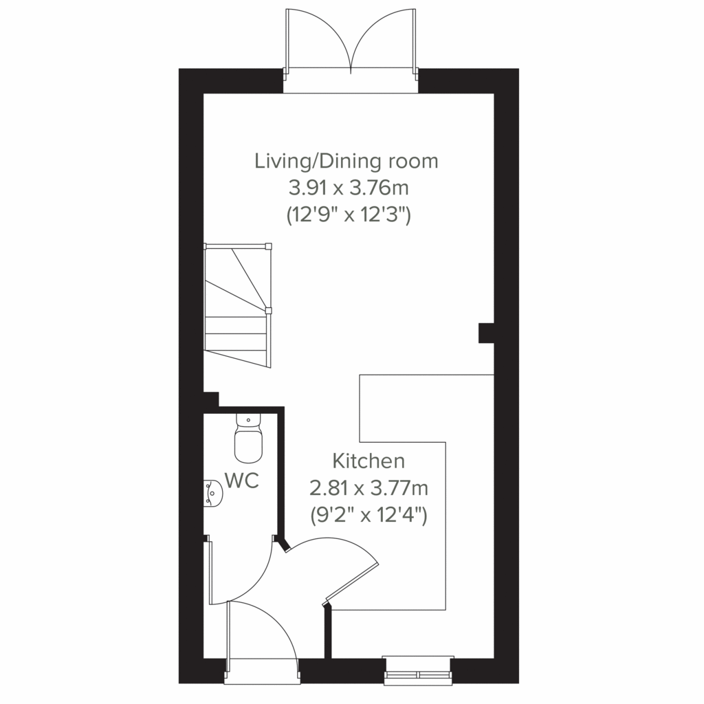 2 bedroom semi-detached house for sale - floorplan