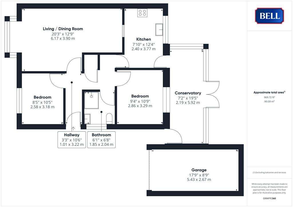 2 bedroom detached bungalow for sale - floorplan