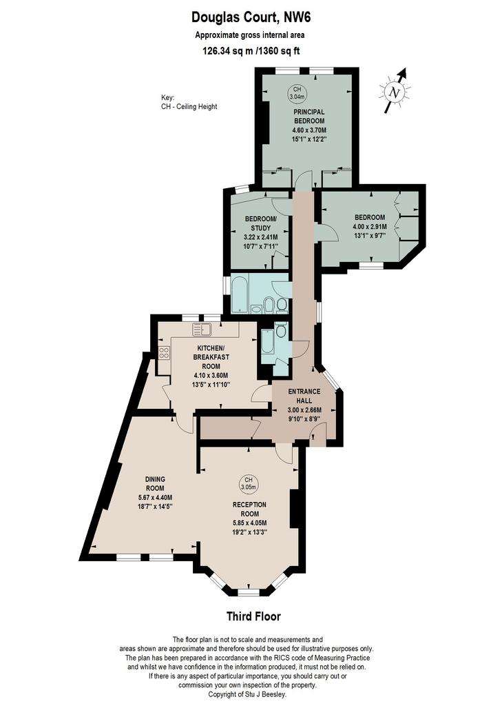 3 bedroom flat for sale - floorplan