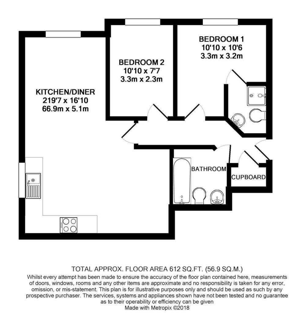 2 bedroom flat to rent - floorplan