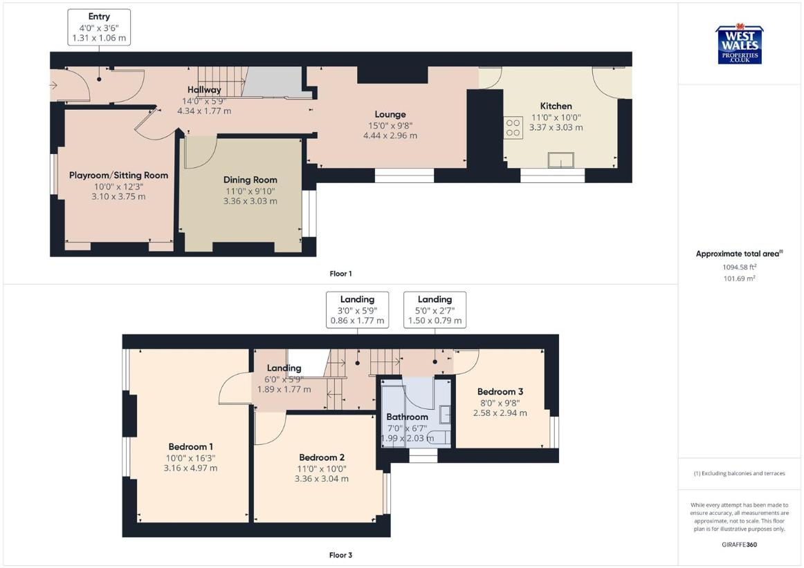 3 bedroom end of terrace house for sale - floorplan