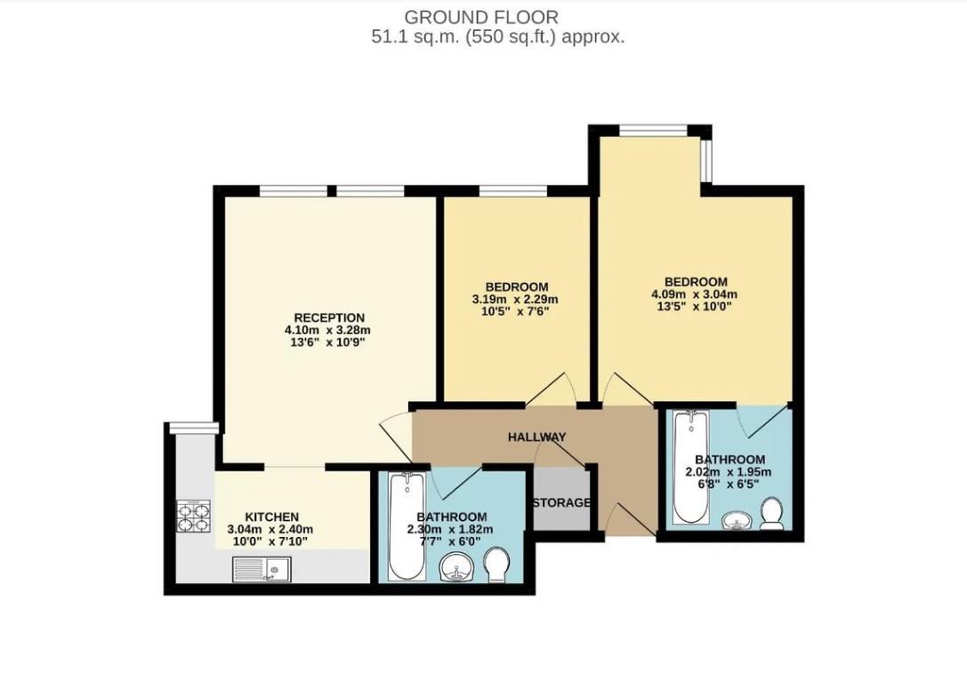 2 bedroom flat for sale - floorplan