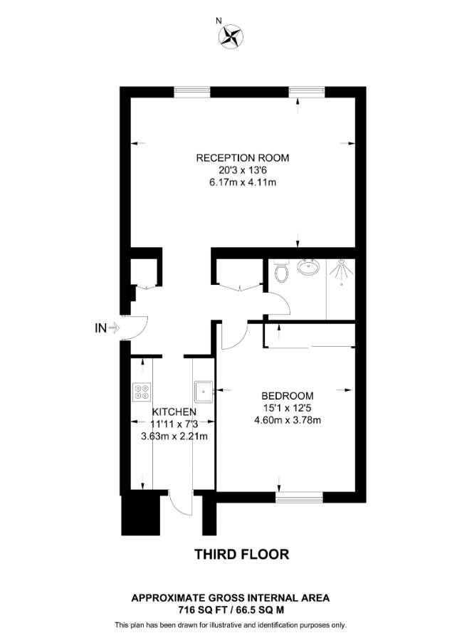 1 bedroom flat to rent - floorplan