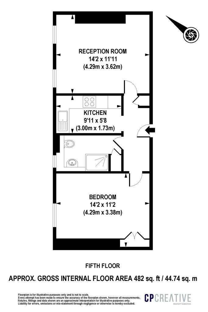 1 bedroom flat to rent - floorplan