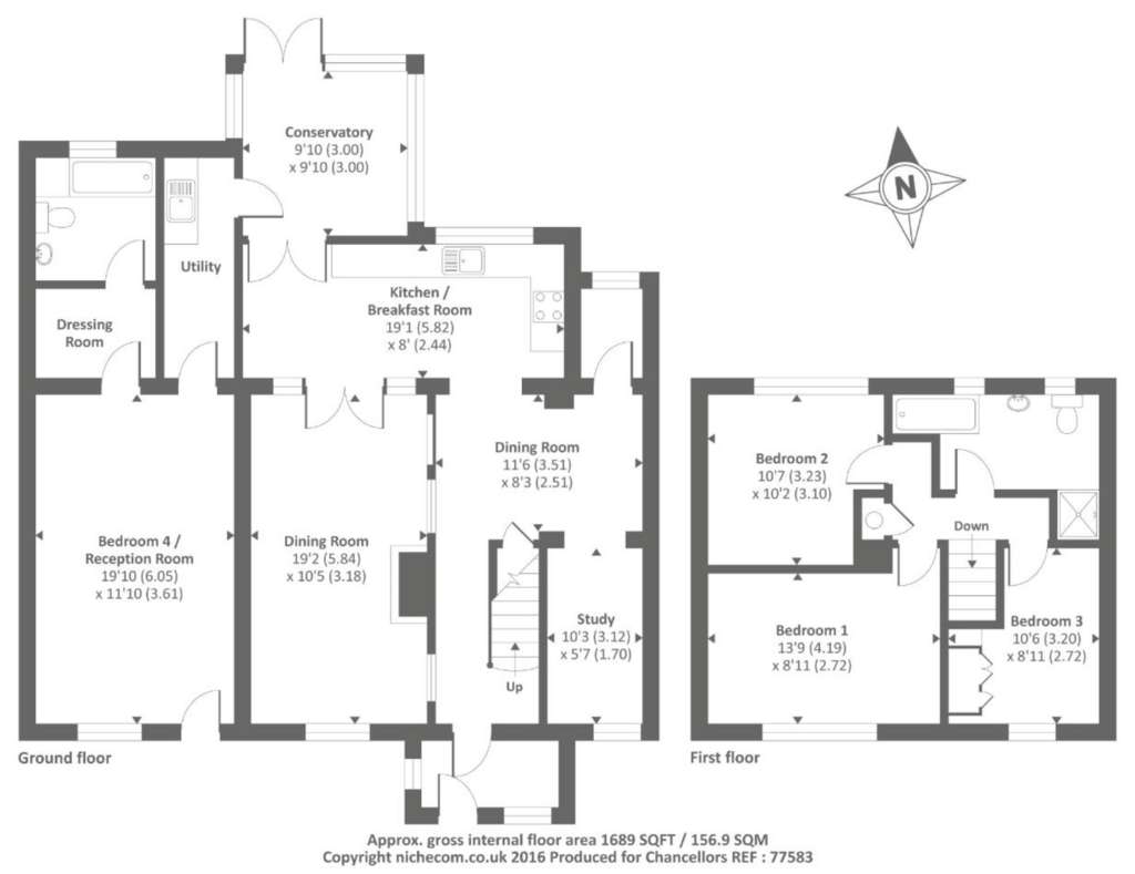 3 bedroom end of terrace house for sale - floorplan