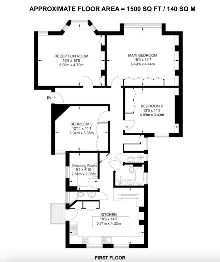 3 bedroom flat to rent - floorplan