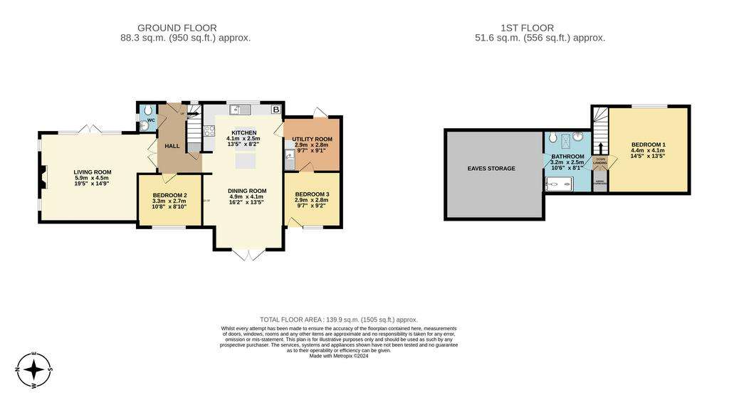 2 bedroom bungalow for sale - floorplan