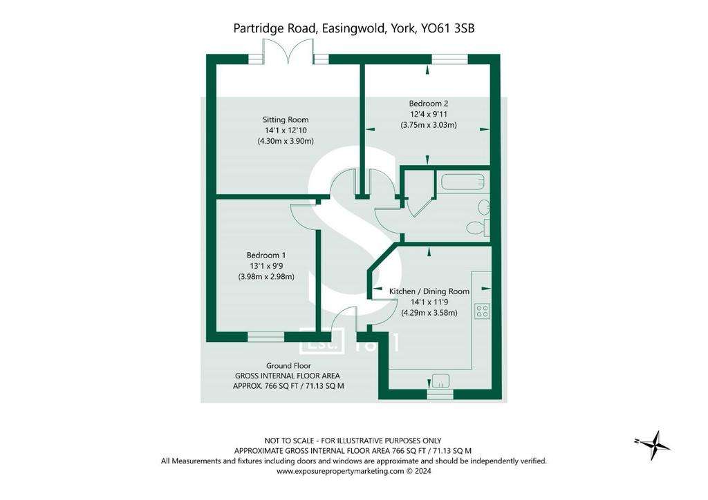 2 bedroom semi-detached bungalow for sale - floorplan