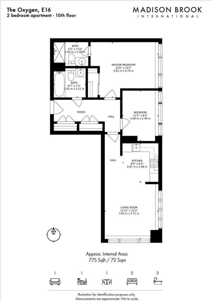 2 bedroom flat to rent - floorplan