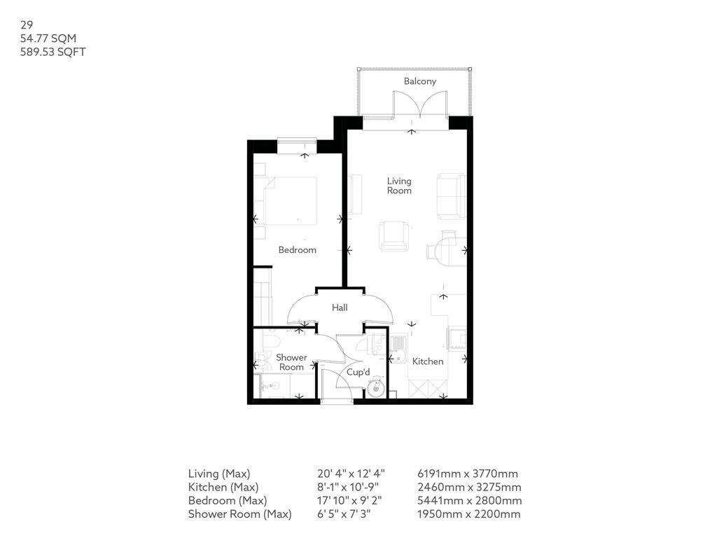 1 bedroom retirement property for sale - floorplan