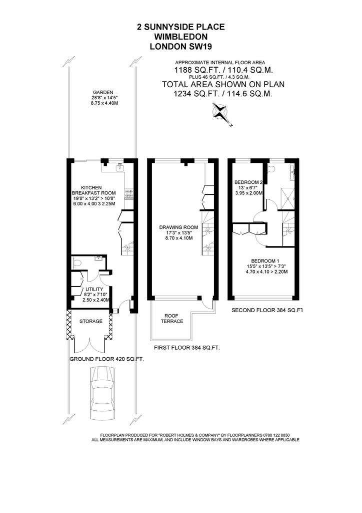 2 bedroom terraced house to rent - floorplan