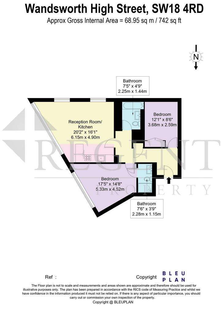 2 bedroom flat to rent - floorplan