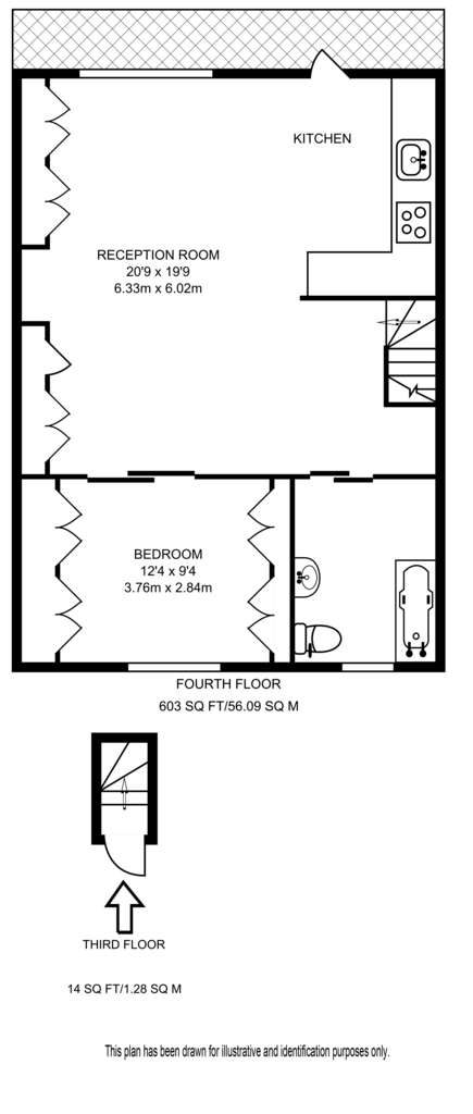 1 bedroom flat to rent - floorplan