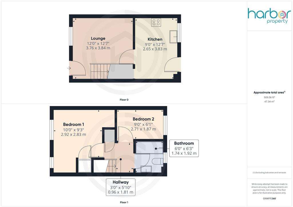 2 bedroom terraced house for sale - floorplan