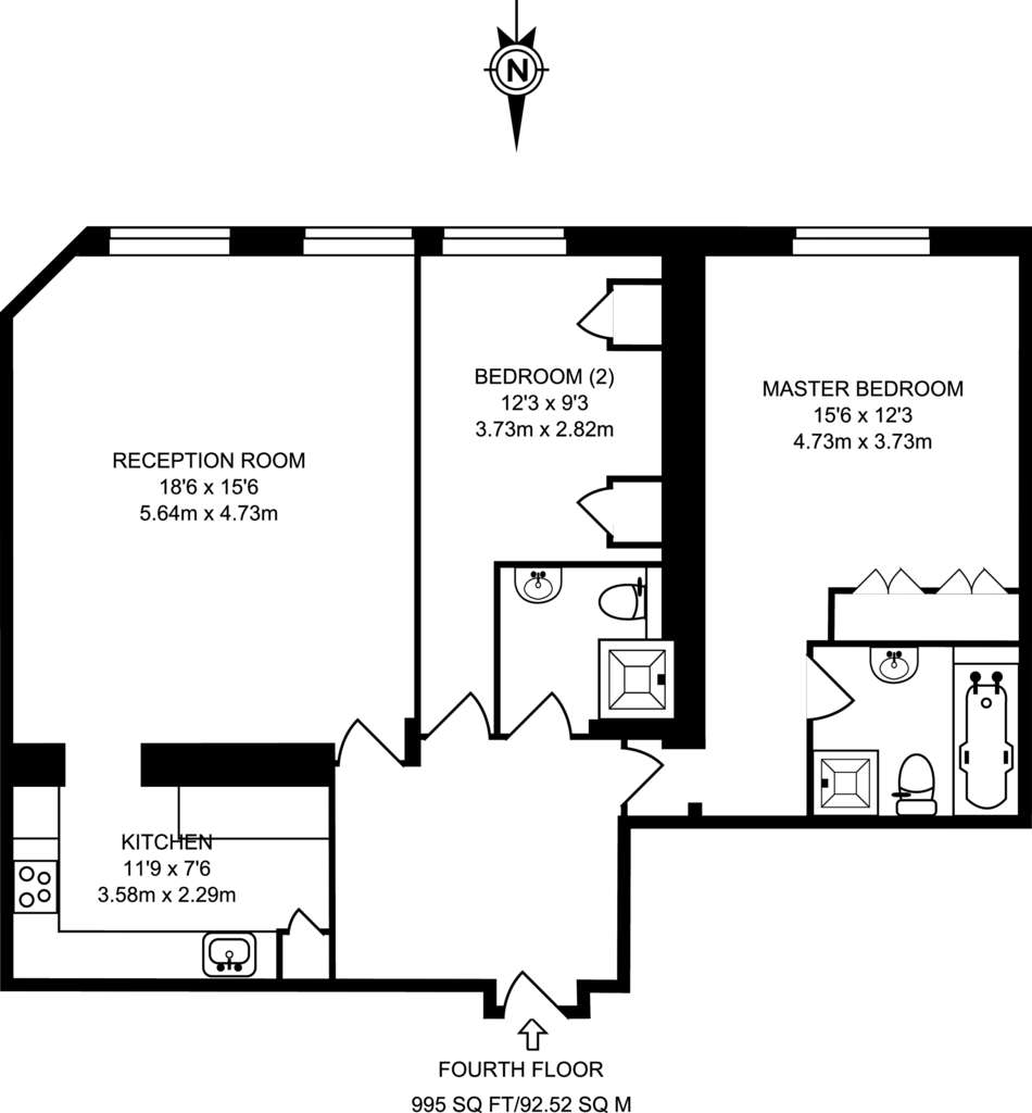 2 bedroom flat to rent - floorplan